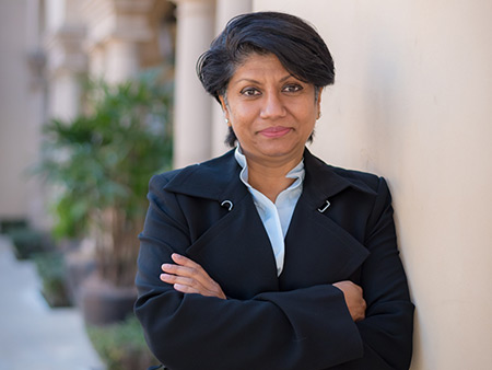 Dr. Malini saba outside her office in India