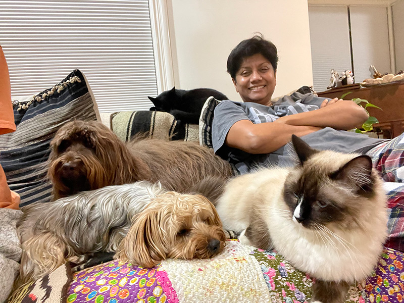 Dr. Malini saba with her Pets