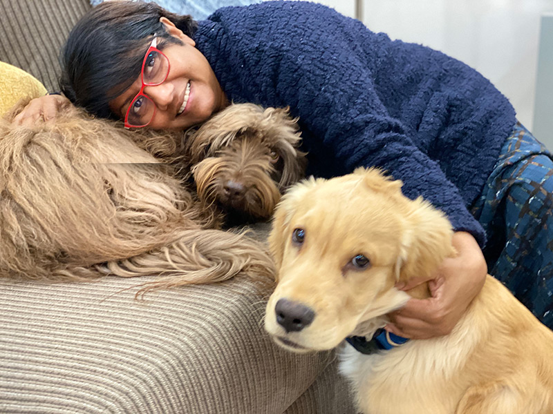 Dr. Malini Saba with her pets